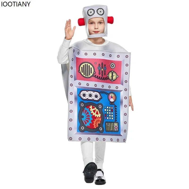 

CosplayNew Kids Cute Robot Cosplay Costume Unisex Jumpsuits With Hat Child Halloween Outfit Birthday Party Carnival x;3,v'9.e;7'