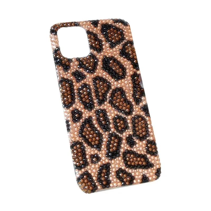 Luxury Full Diamond Crystal DIY Case for IPhone 12 Promax 11 Pro XS Max XR X for Gold Leopard Print Protective Back Cover