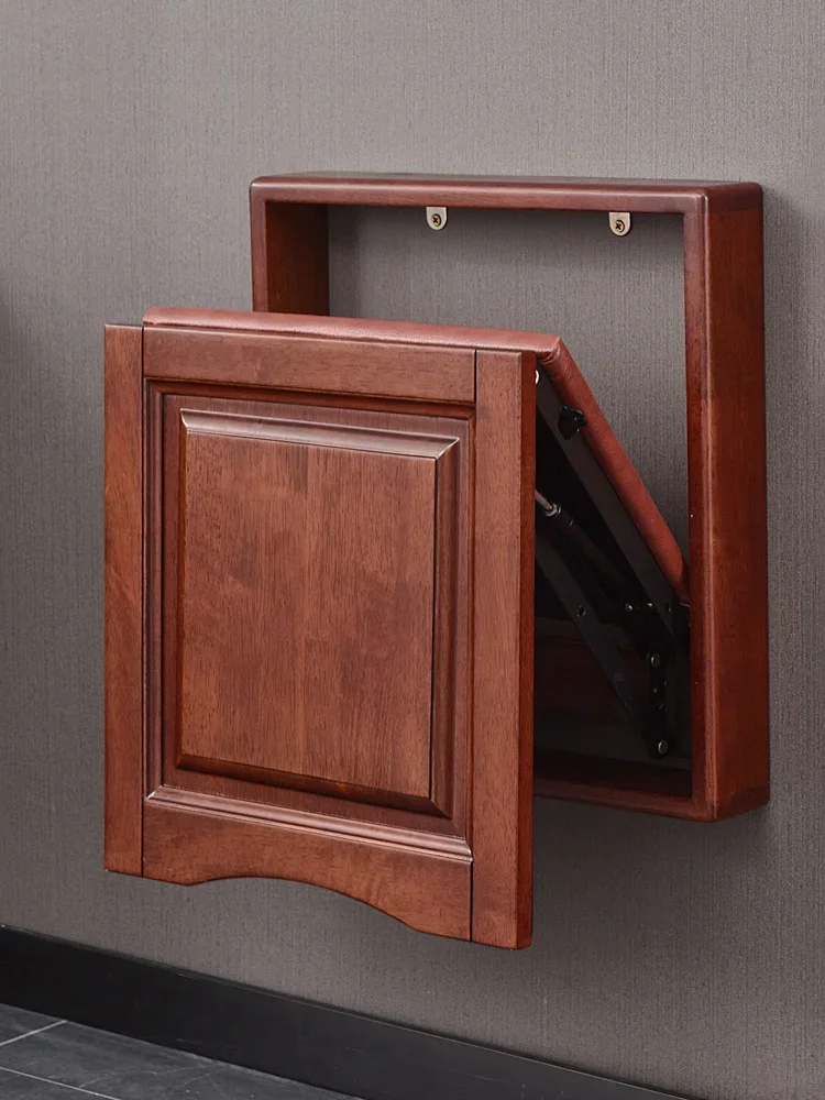 Household Wooden Bathroom Stool - Folding Porch Seat, Ultrathin Telescopic Design, Perfect for Shower & Shoe Changing