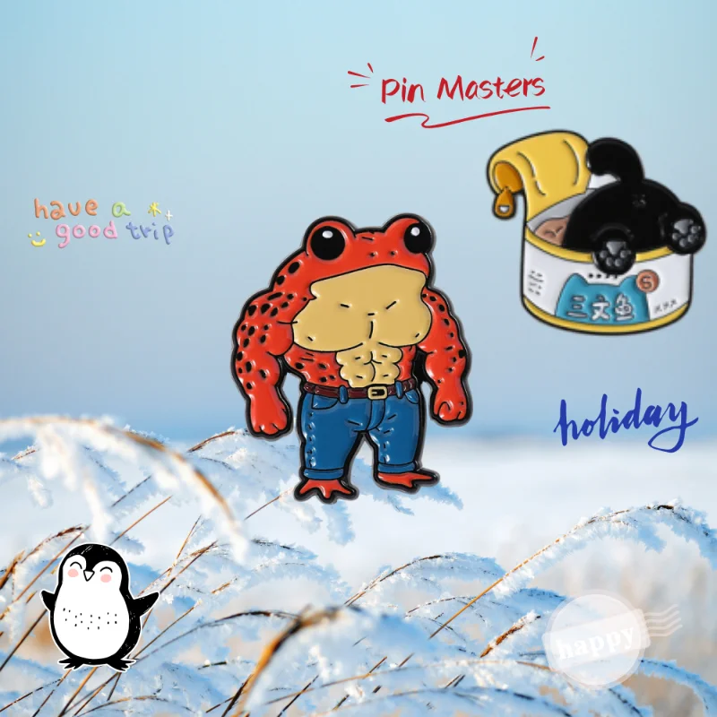 Love Fitness Exercise Enamel Pins Cute Muscle Frog Metal Badge Collar Hat Brooch For Children And Friends Jewelry Gift Wholesale