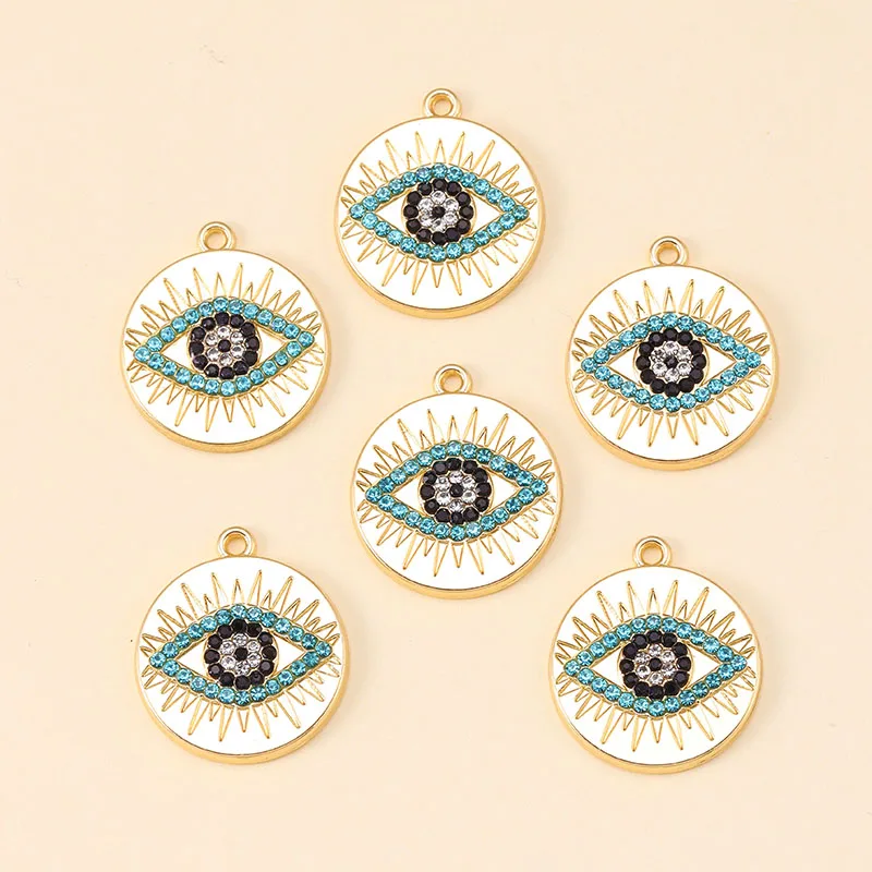 Silver Plated Alloy Evil Eye Charms for DIY Jewelry Making