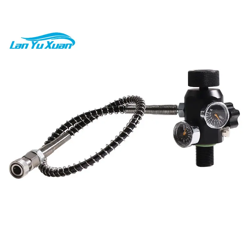 

M18x1.5 or 5/8-18UNF PCP Tank Dual Gauge Charging Valve Air Filling Station Refill Adapter with 400bar 6000psi Gauge 50cm Hose