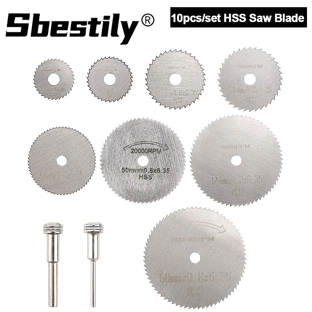

10 шт./компл., 22-60 мм, мини-пилы из быстрорежущей стали, режущее полотно с оправкой, хвостовиком 1/8 дюйма и 1/4 дюйма для резки деревянных ПВХ-труб из мягкого металла