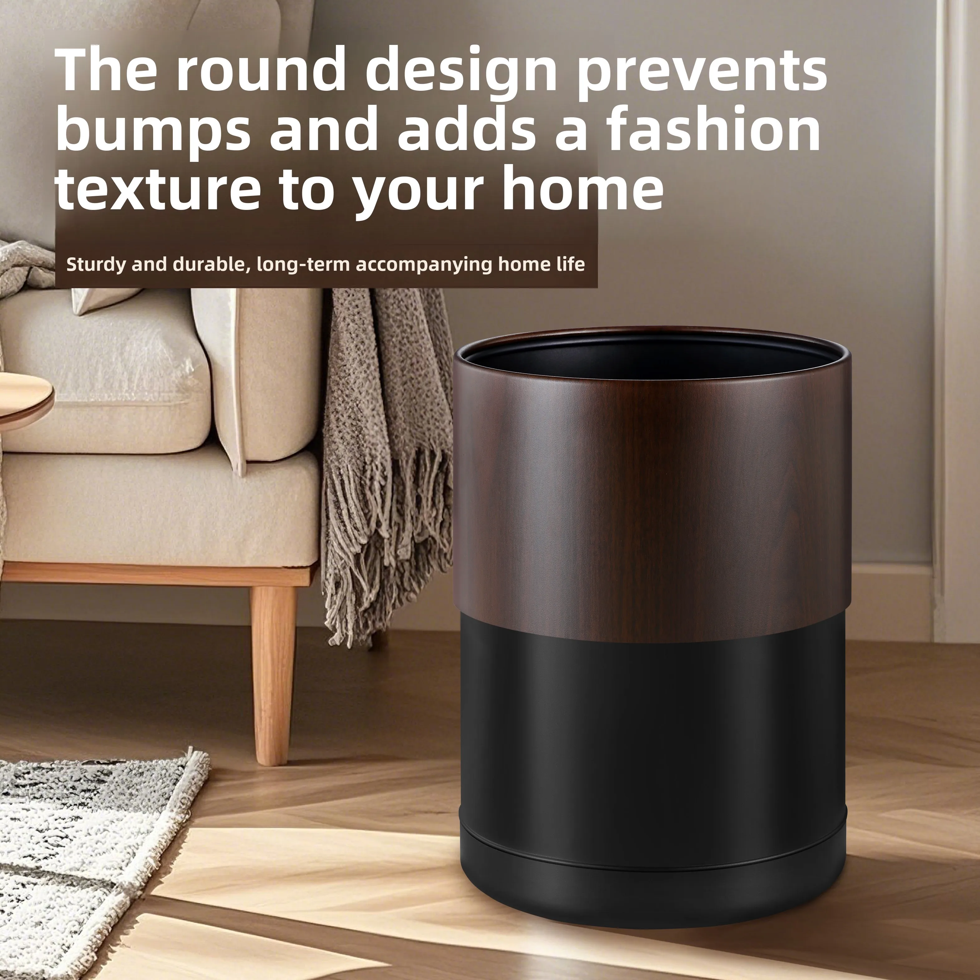 Light luxury uncovered simple wind milk white household living room bedroom kitchen 2025 new toilet bathroom trash can