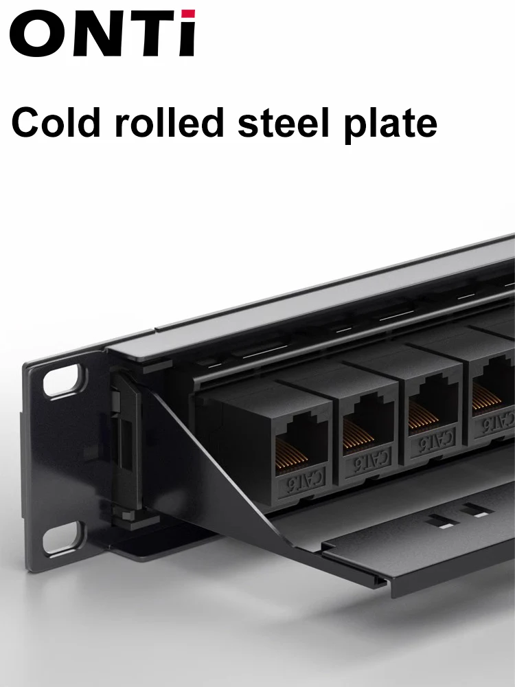 لوحة تصحيح Cat6 بمنفذ 24 منفذًا مع لوحة شبكة مثبتة على الرف بدون أدوات Keystone 1U مع ملصقات للكابلات المنظمة