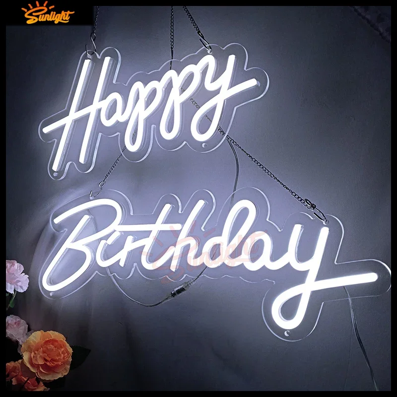 Neon Led Teken Happy Birthday Led Light Party Flex Transparant Acryl Oh Baby Neon Licht Teken Huwelijksfeest Decoratie