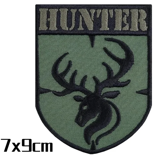 Hunter Morale Badge Shooting Elk Embroidered Hook and Loop Patches for Clothing Tactical Backpack Decoration Sticker