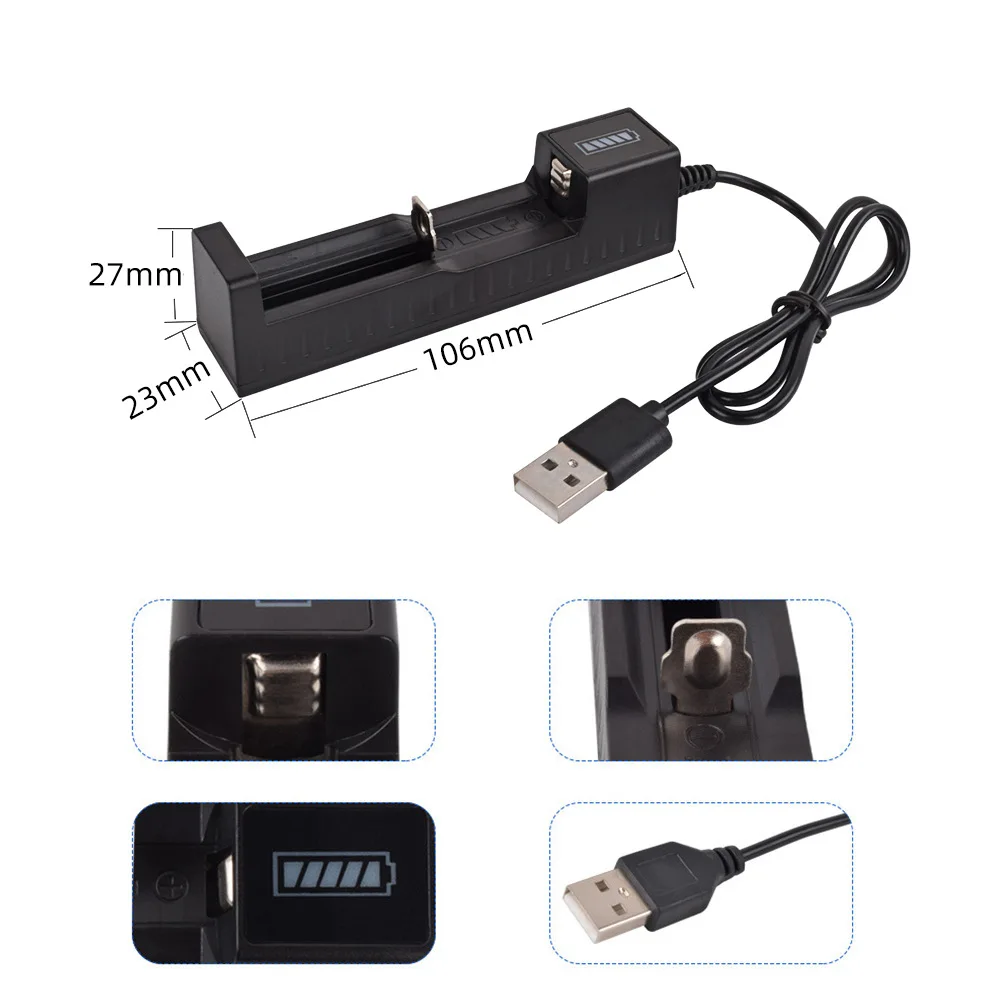 Chargeur de batterie au lithium aste 18650, 1, 2, 4 emplacements pour touristes, charge 18650, 4.2V, haute qualité