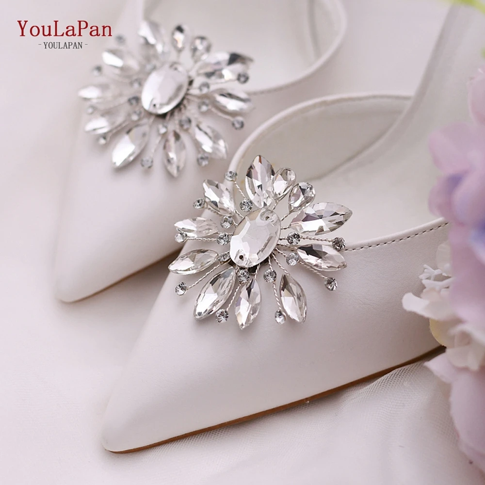 

YouLaPan 1 Pair Removable Shoes Buckles Accessories Women's Ornaments Handmade Crystal Clips Wedding Shoes Decoration X11