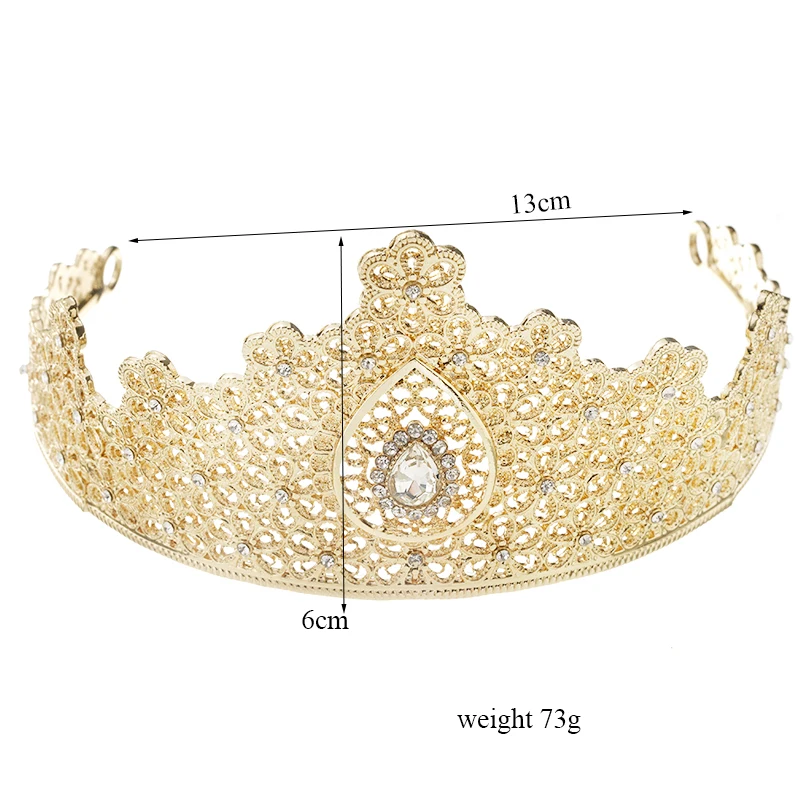 Corona placcata oro con Design a fiore cavo per accessori per capelli da sposa con strass alla moda dell'algeria da sposa in metallo arabo