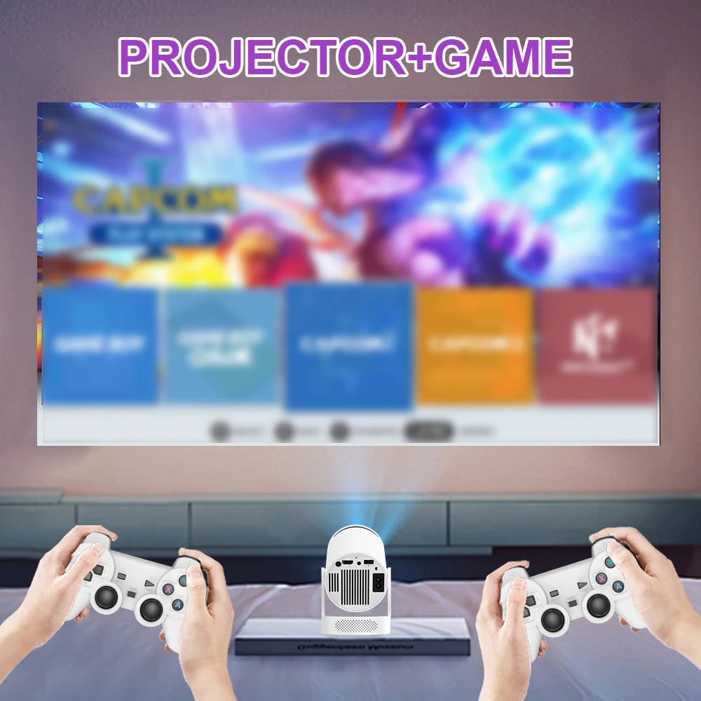 Игровой проектор Velec HY300 Pro Hi-Fi 2IN1 Android 11 проектор с 2 беспроводными игровыми контроллерами встроенный проектор для игр 20000+