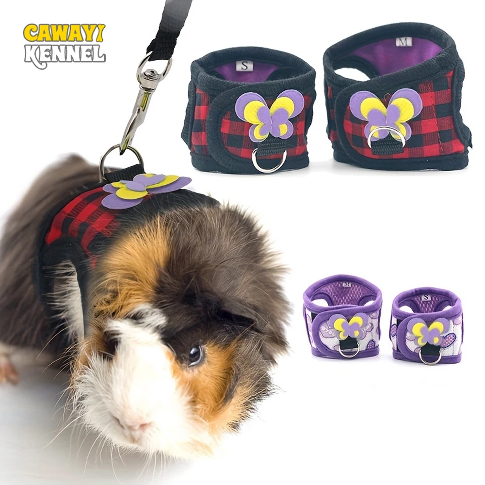 Hamster Harness Vest Adjustable Leash Set with Bowknot for Pet Rabbits Guinea Pig Chinchilla Ferret Small Animal Accessories