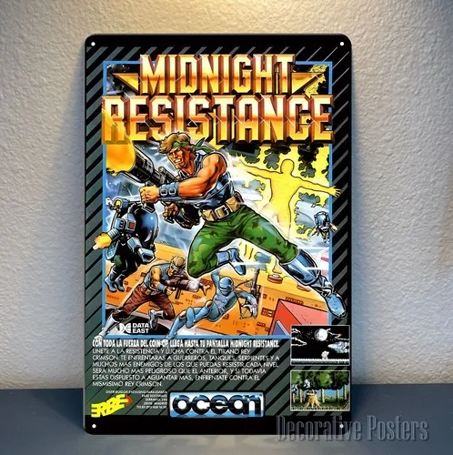 Pôster de metal retrô para videogame Amiga Midnight Resistance -20x30cm () Sinal