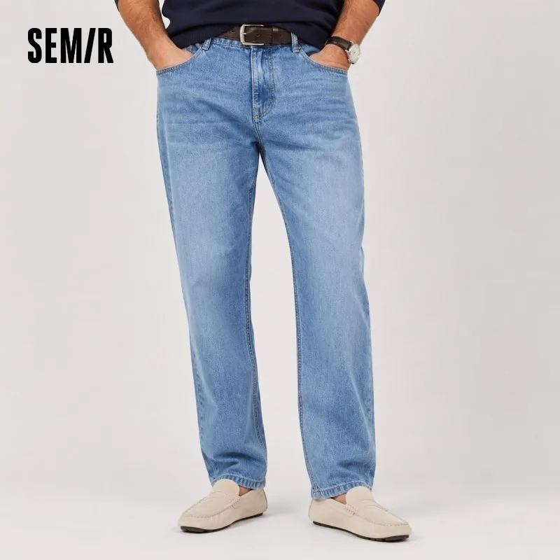 

Semir Men Pants Denim Cool Feeling Back Elastic Waist Loose Tapered Leg Commute Style 2026 Summer Casual Top