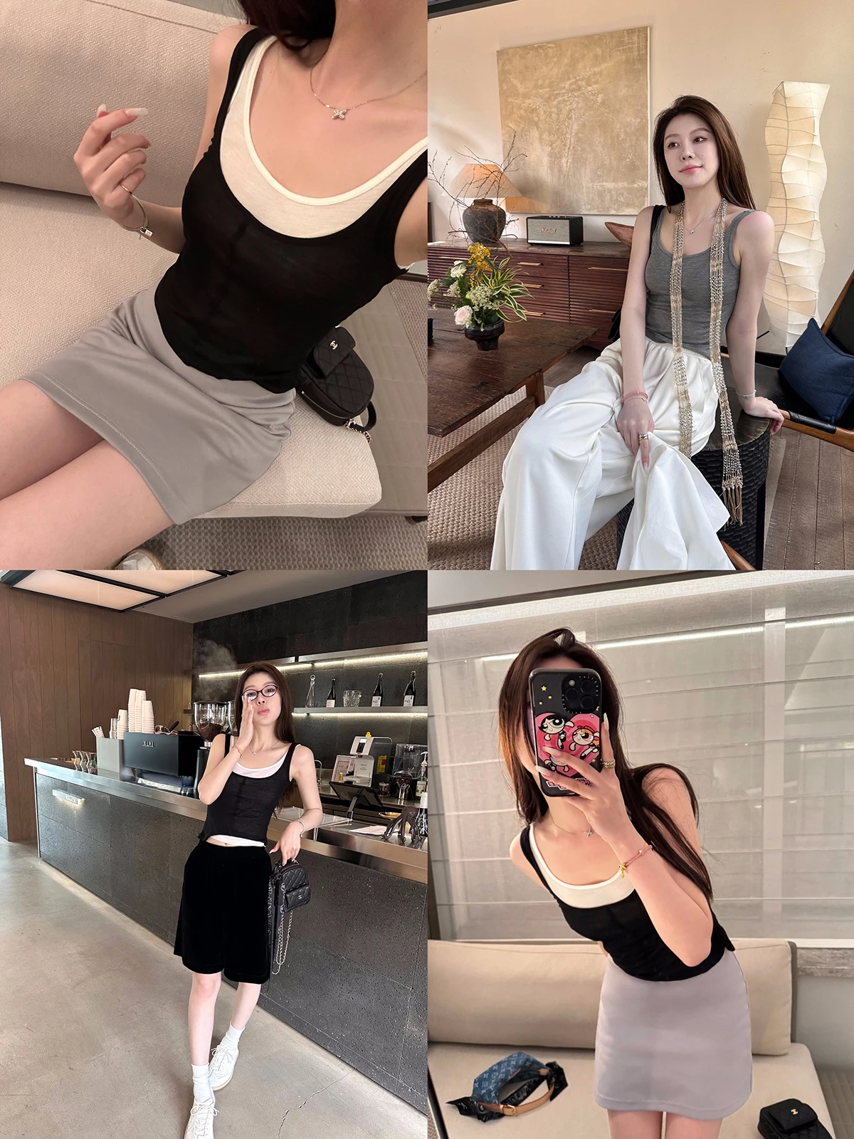 

Chic Layered U-Ne Strap Top Women's Slimming Lightweight Summer Faionable Vest by Treasure King Tee Colors