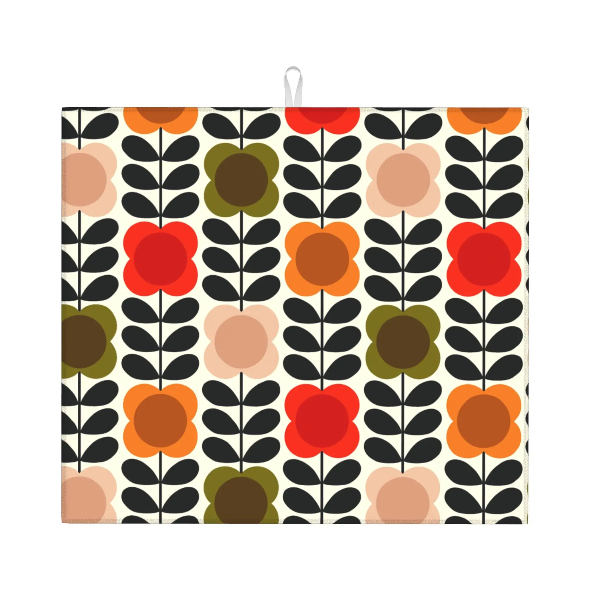 Drying Mat For Kitchen Orla Kiely Flower Scandinavian Barware Tableware Oil Proof Reusable Washable Kitchen Sink Drying Pad
