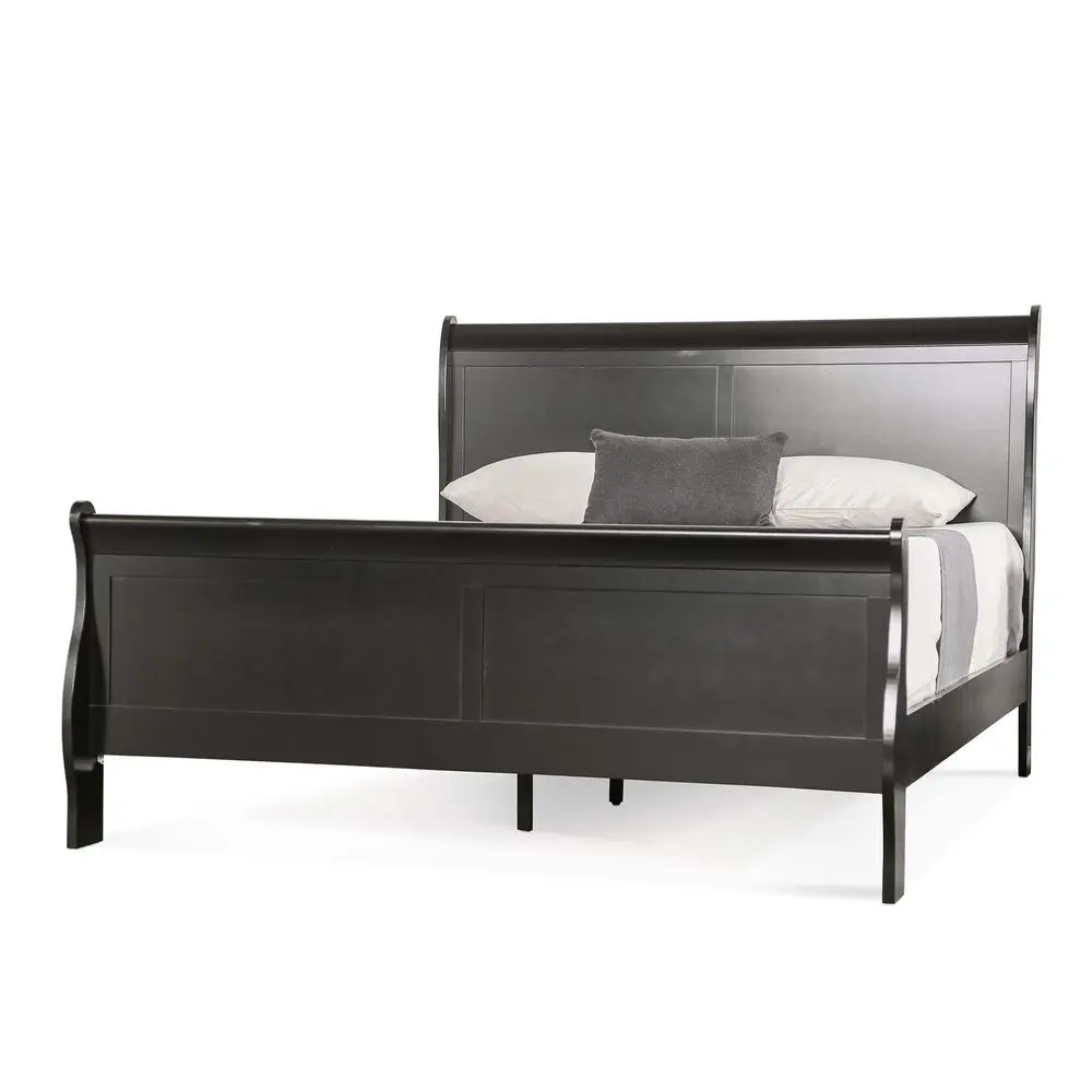 

of America Louis Philippe Traditional Wood Bed Frame with Headboard and Footboard, Elegant Sleigh Design Bedframe for Bedroom,