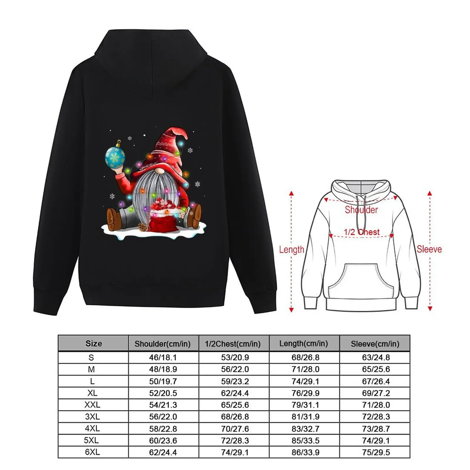 Cute Christmas Red Gnome Santa Light Shirt Gnomes Xmas Holiday T Shirt Hoodie men's clothing oversized hoodie