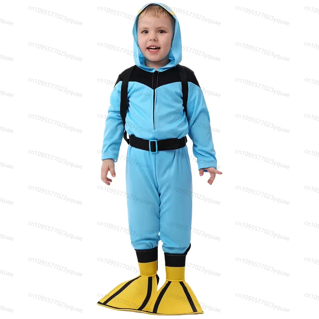 Kids Wetsuit Career Diver School Party Stage Show Performance Roles Play Outfit Children Boys Girls Halloween Cosplay Costumes