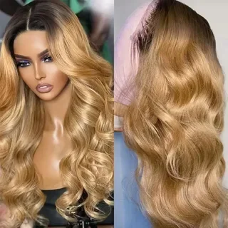 Ombre 1B/27 Honey Blonde Lace Front Wigs Body Wave Human Hair Wigs 13X4 HD Transparent Lace Frontal Wig For Women