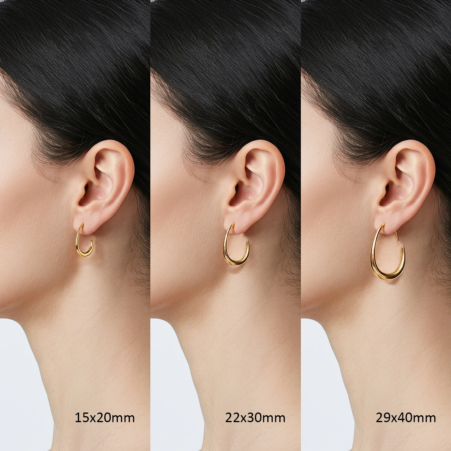 Women's Classic Circle & Hoop Earrings - 3 Sizes, Lightweight 14K Gold Plated Stainless Steel, Hypoallergenic Daily Essentials