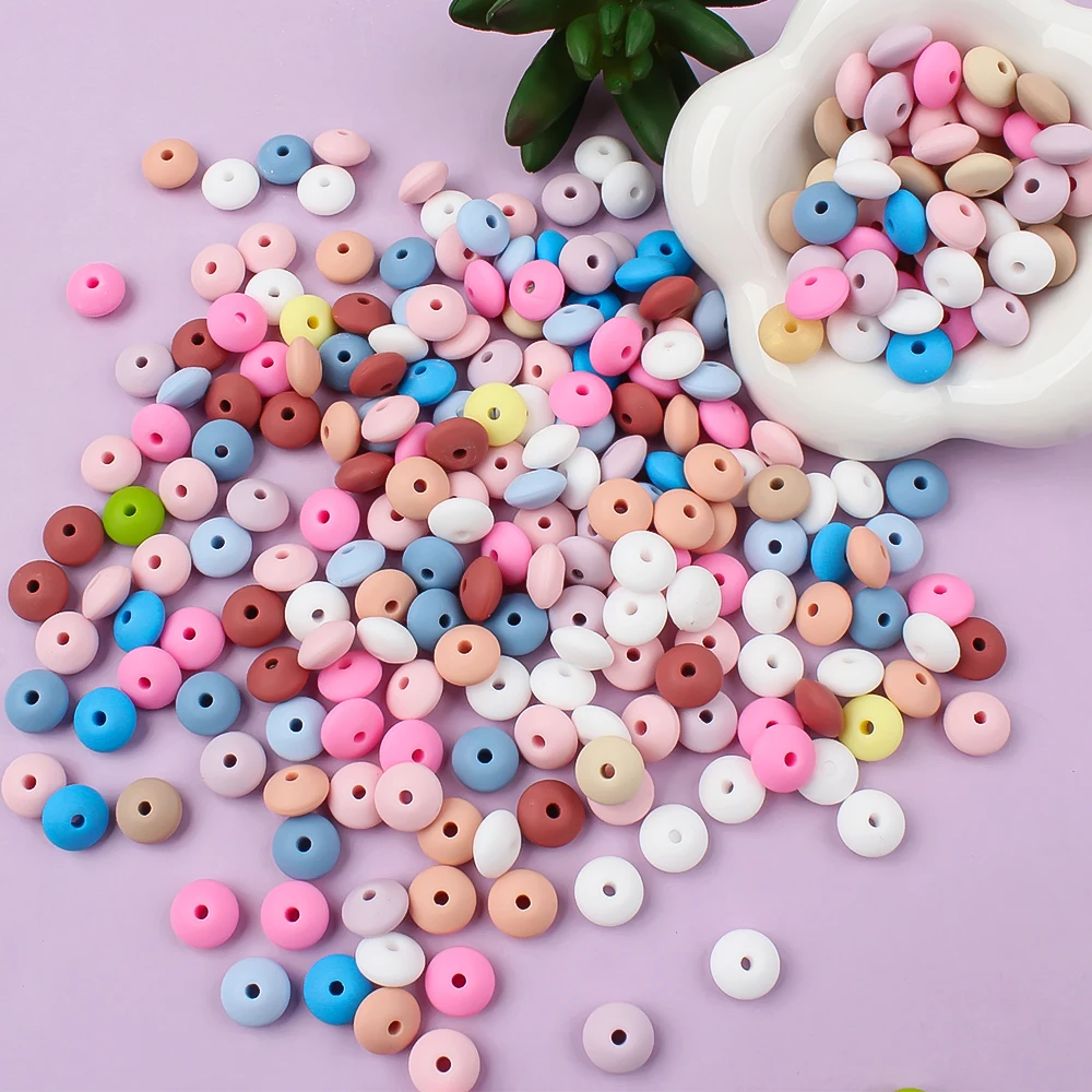 20/50/100pcs 12mm Lentil Silicone Beads for Creative Gifts Pen Decor Jewelry Making DIY Necklace Bracelet Chain Keychain Toys