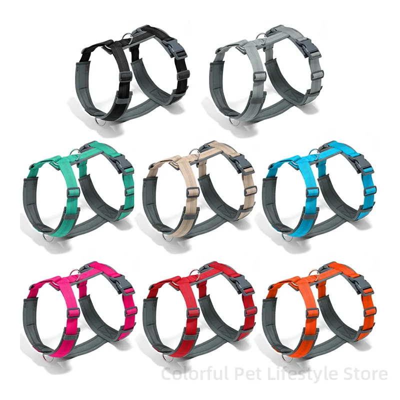 الكلب تسخير كبير الكلب H-شكل الكلب تسخير قابل للتعديل عاكس الكلب سترة تسخير للكلاب المتوسطة الكبيرة أجش لابرادور تسخير