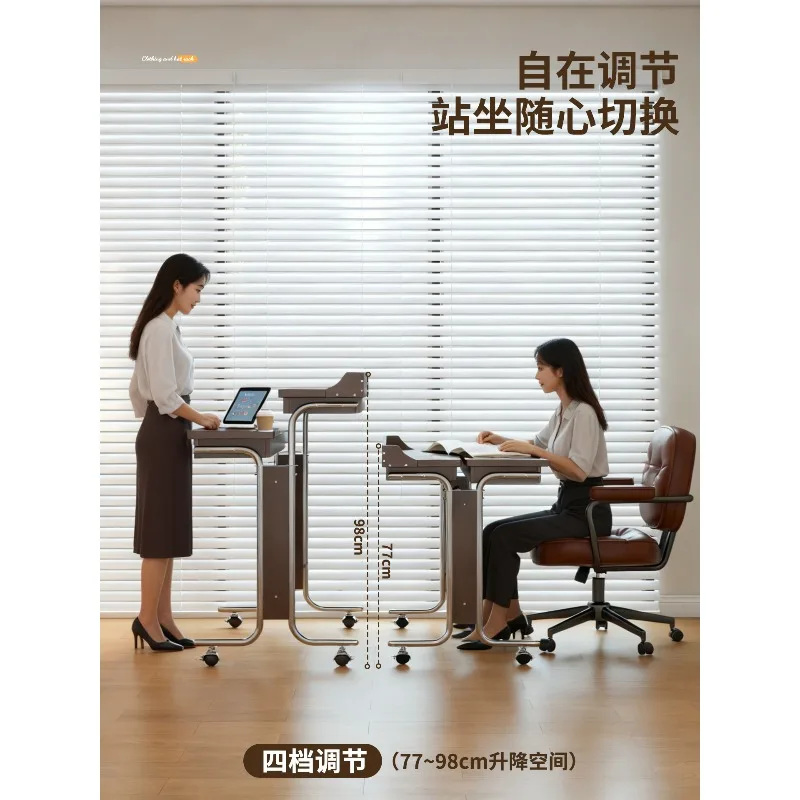 Medieval solid wood lifting computer desk household workbench small desk removable desk Bauhaus small apartment