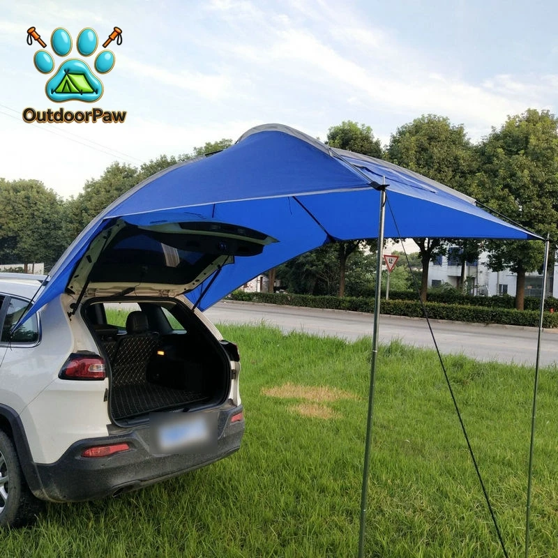 3-4Persons Portable SUV Self-driving Car Rear Side Tent Outdoor Camping Sunshade Waterproof Multi-function Sunscreen Awning Tarp