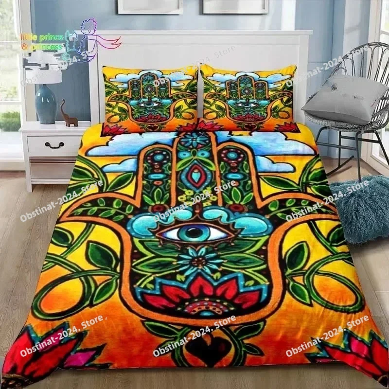 

Hamsa Hand Bohemia Bedding Set Single Twin Full Queen King Size Bed Set Adult Kid Bedroom Fatima Hand Bed Linen Lucky Hand