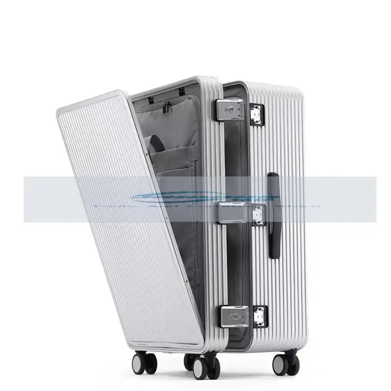 Super thick all-aluminum suitcase 20 inches side open aluminum-magnesium alloy trolley case 24 metal front open suitcase