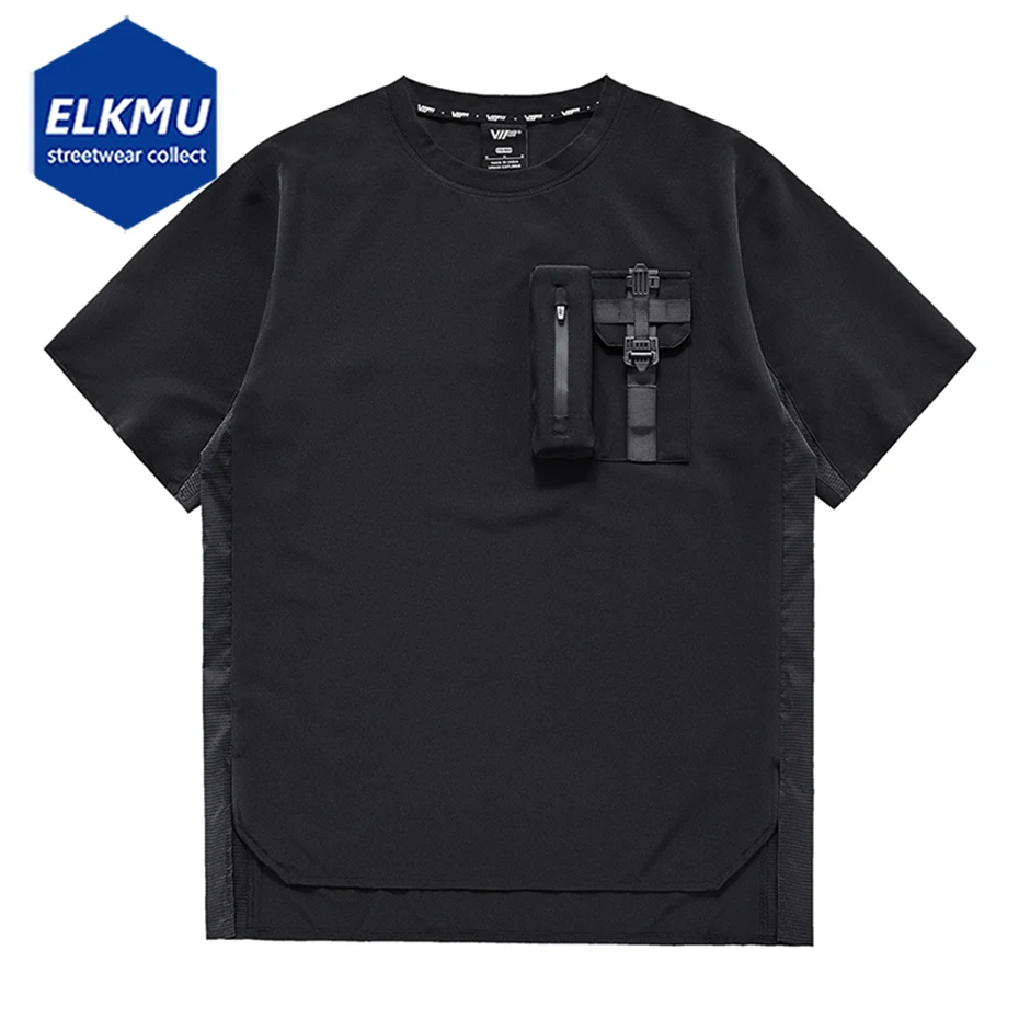 

Streetwear T Shirt Men Oversized Hip Hop Tooling Tshirt Summer Techwear T-shirts Black Loose Causal Top Tees