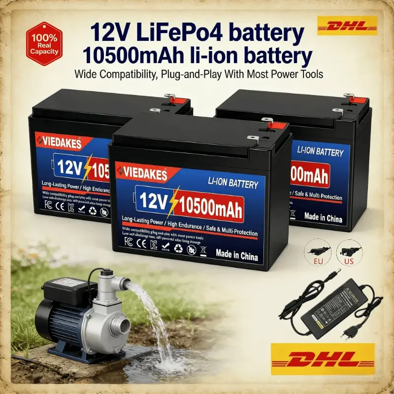 

VIEDAKES 12V Battery LiFePO4 BMS Akku With Charger For Kids Electric Cars Stable Safe Long Lasting