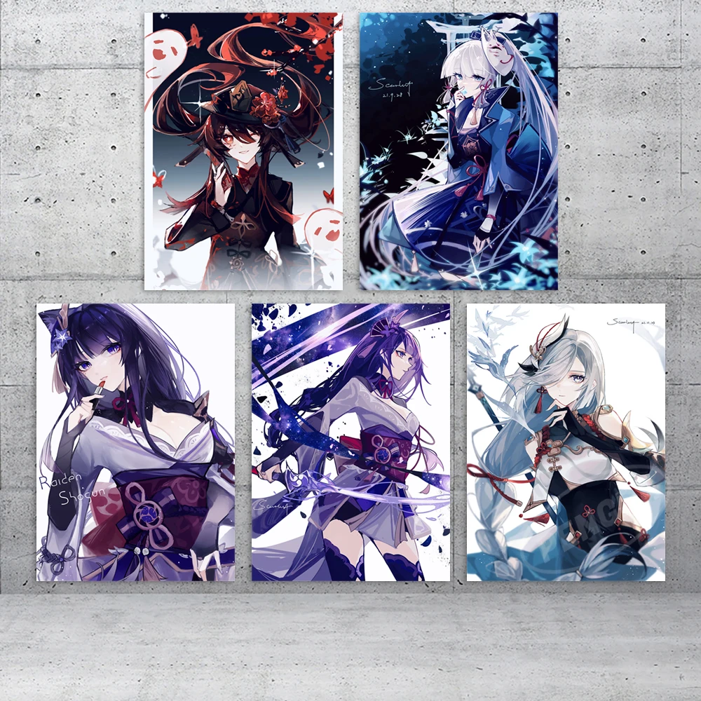 

Canvas Poster Genshin Impact Painting Wall Art Kamisato Ayaka Prints Beelzebul Modular Game Pictures Home Decoration Living Room