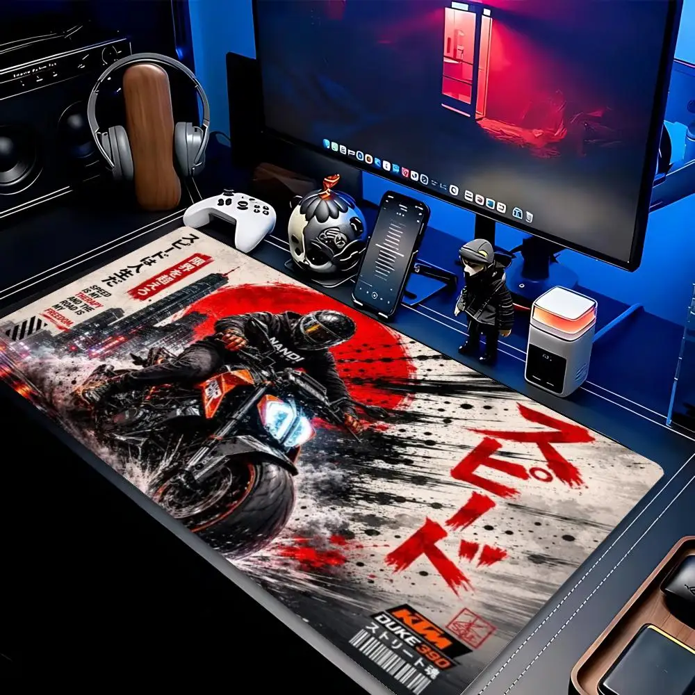 XXL Large Gaming Mouse Pad Japanese Ink Style JDM Motorbike Rider Deskmat Non-Slip Rubber Mouse Mat Keyboard Mats Mausepad Pad