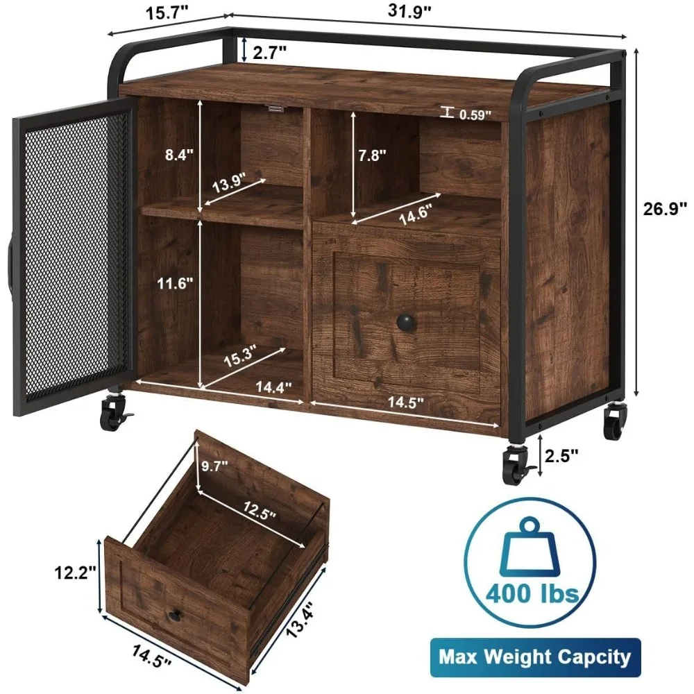 Dart Board Games Rolling Filing Cabinets With Drawer Schedari Mobile Wood Metal Printer Stand With Storage (Rustic Oak) Ps5 File