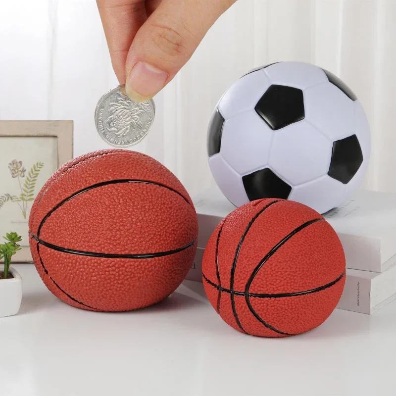 

Basketball Football Piggy Bank, Vinyl Anti Drop Children's Piggy Bank Large Size, Boy Student Gift Home Decoration Saving Box