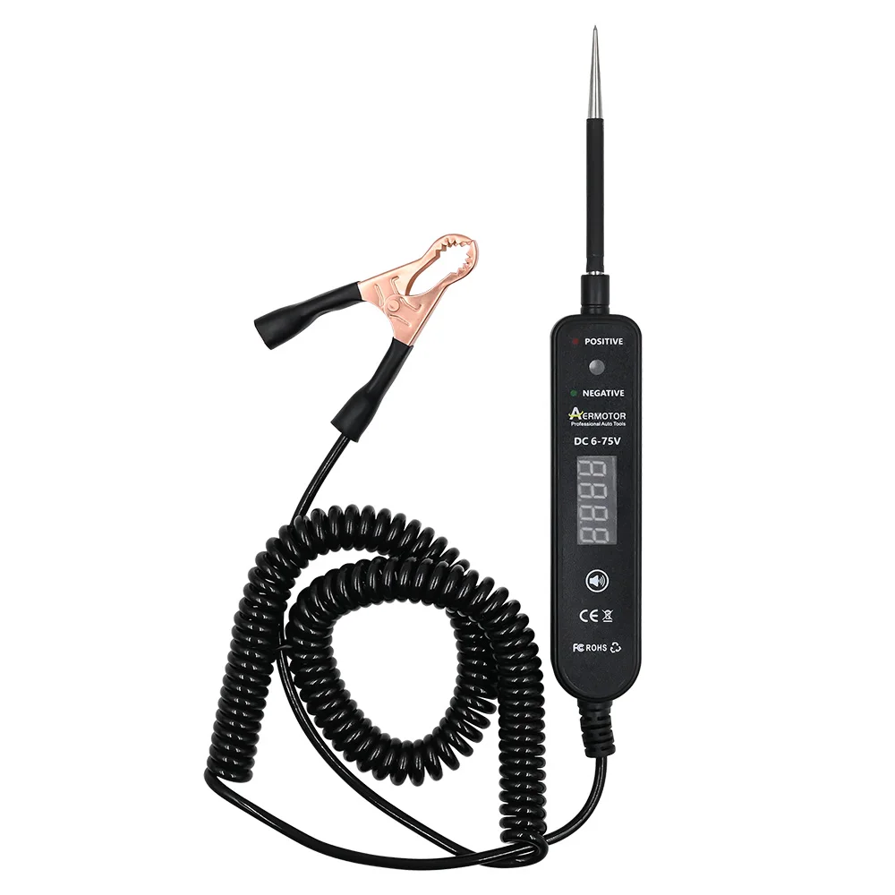 Aermotor سيارة اختبار الضوء مع تيار مستمر 6-75 فولت LED عرض الجهد الرقمي اقلام الفحص الكهربائية EM289 سيارة ماس كهربائى أداة تشخيص