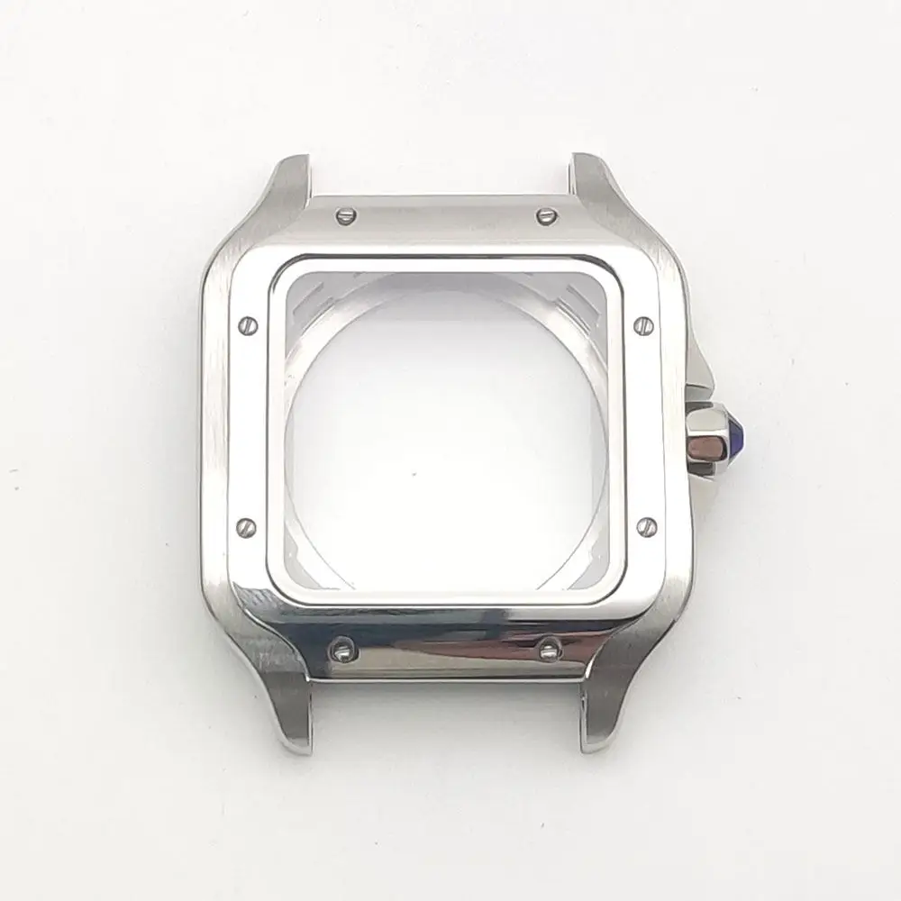 Hot Sale PARNSRPE 38mm NH35 DIY Steel Square Watch Case, Full Set Dial Hands Mod Kit Sapphire Crystal Blue Crown Fit NH35 Men's