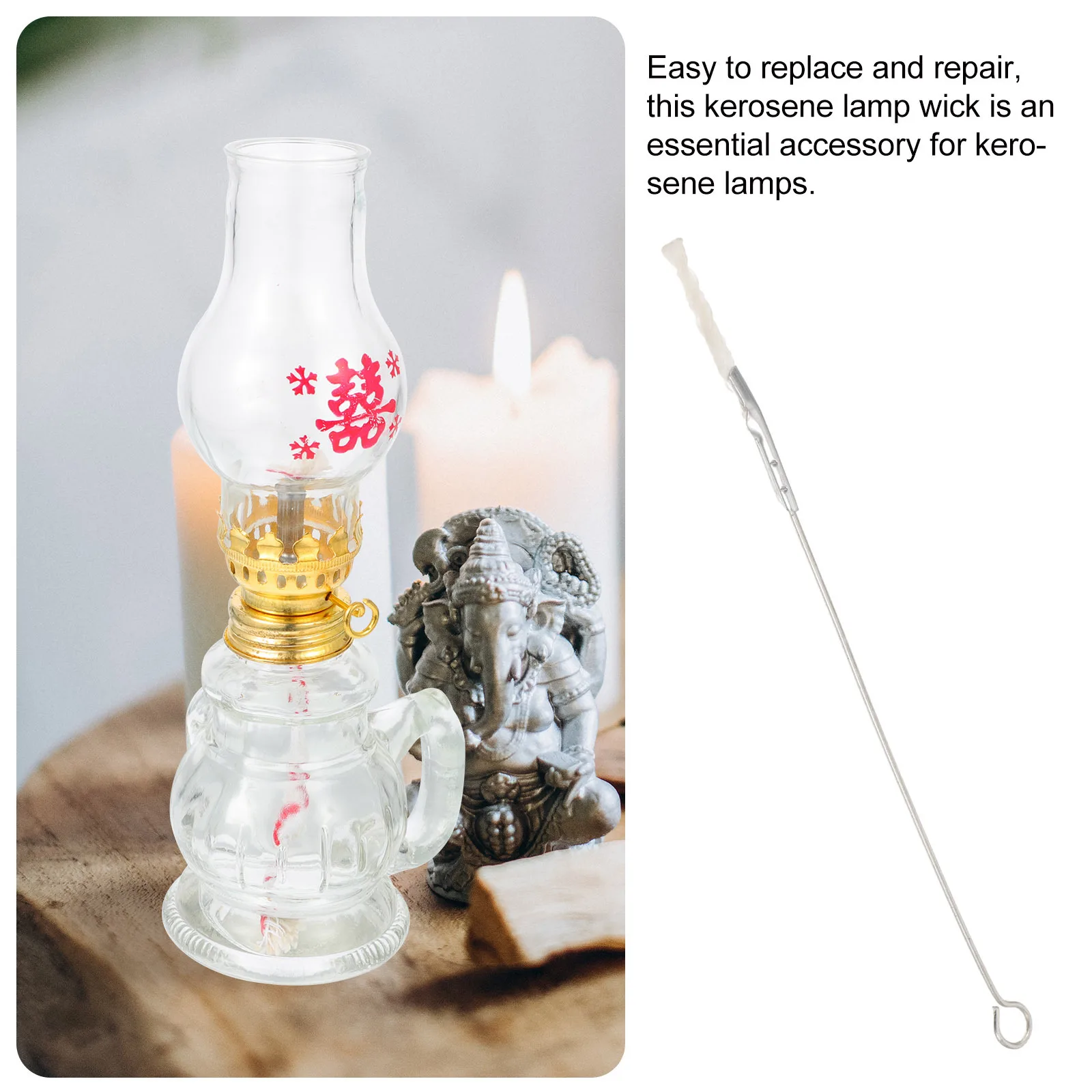 ملحق الفتيل لمصباح حبل القنب للاستخدام الداخلي والخارجي وإضاءة الشرفة والتخييم لهب ساطع وسهل الاستبدال والإصلاح المدمج