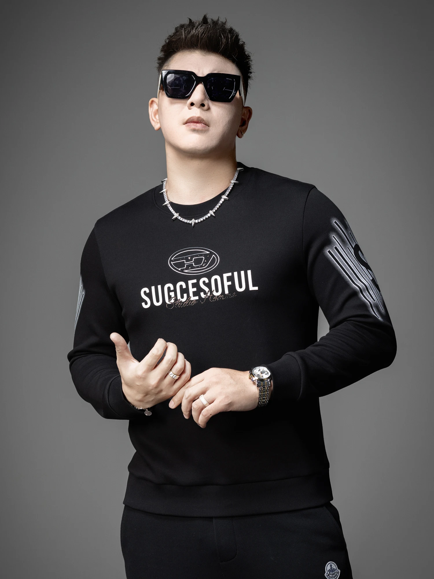 

Loose Fit Men's Hoodie Long Sve Casual Comfortable Sweatirt Youth Trendy Printed Antimicrobial Polyester Cotton Blend