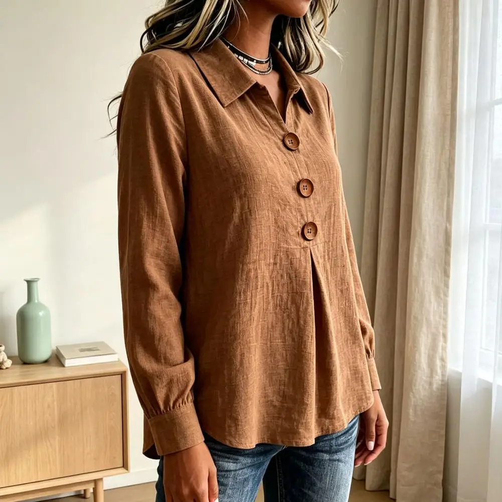 2026 Women Button Down Shirts V Neck Long Sleeve Tops Women’s Button Down Blouse Long Sleeve V Neck Tunic Shirt Loose Fit Wrinkl