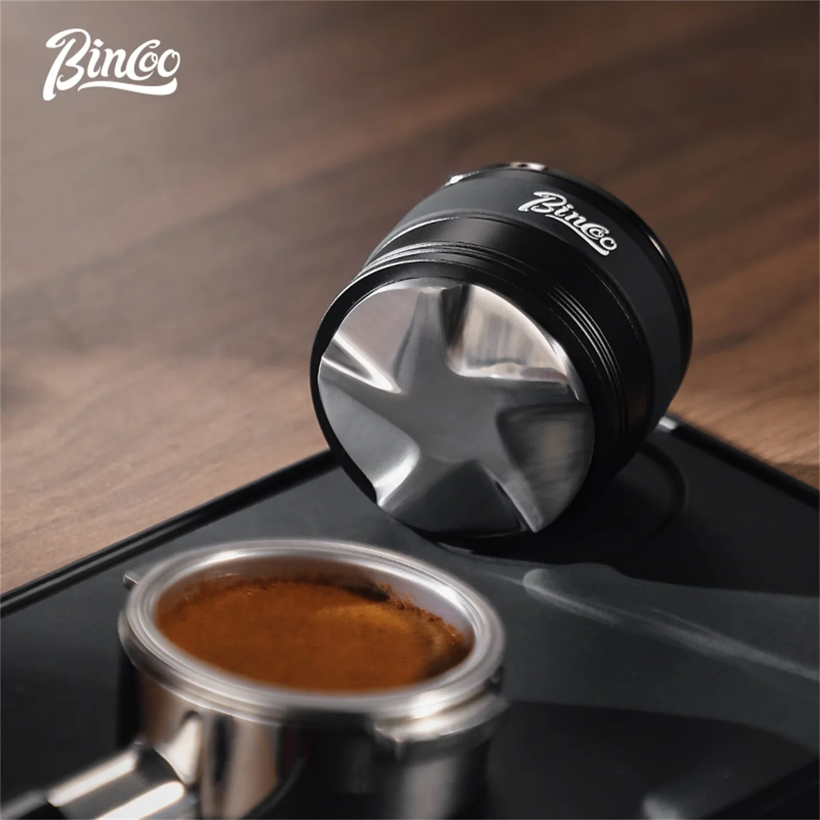 Bincoo 58mm Portafilter Leveler Gravity Auto-Adjust Design Solid Aluminum Body with Stainless Steel Blades Coffee Tool view 4