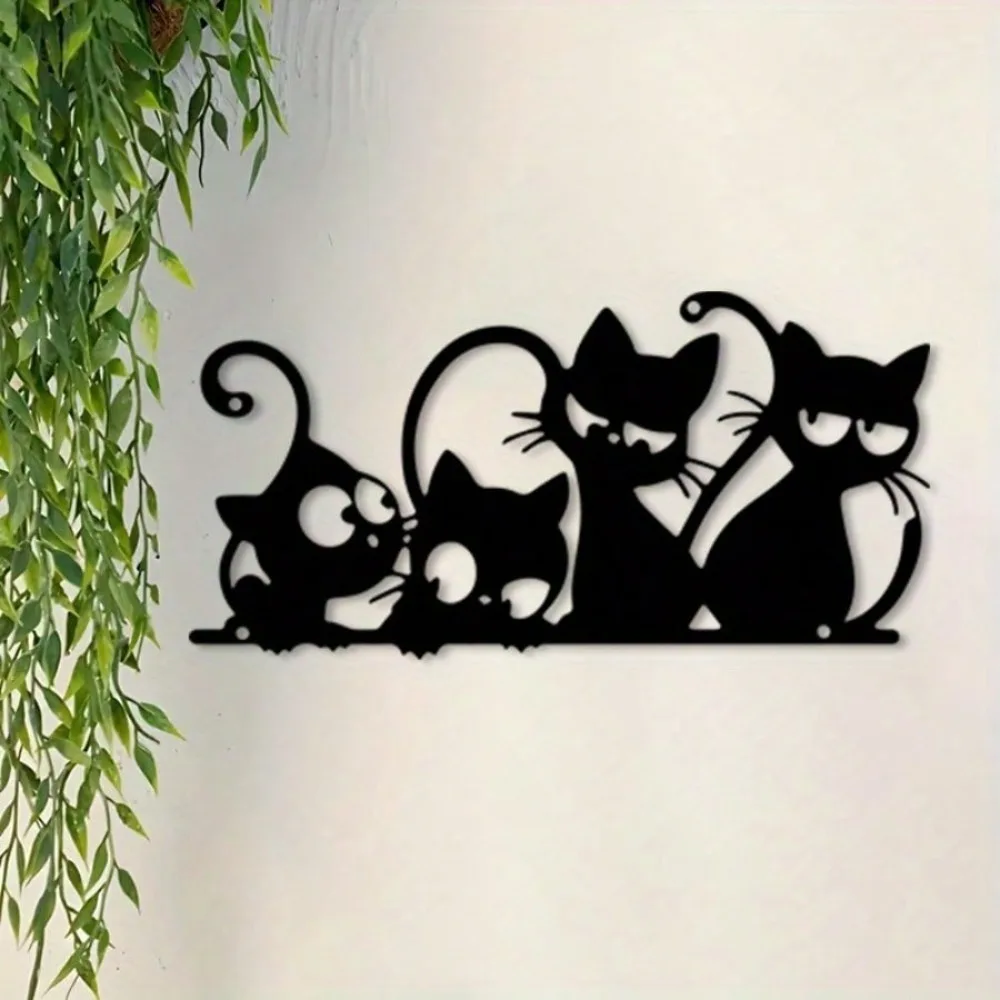 LITOON - Arte Metálico Moderno con Silueta de Gato, Decoración Minimalista para Pared Interior y Exterior, Resistente a la Intemperie