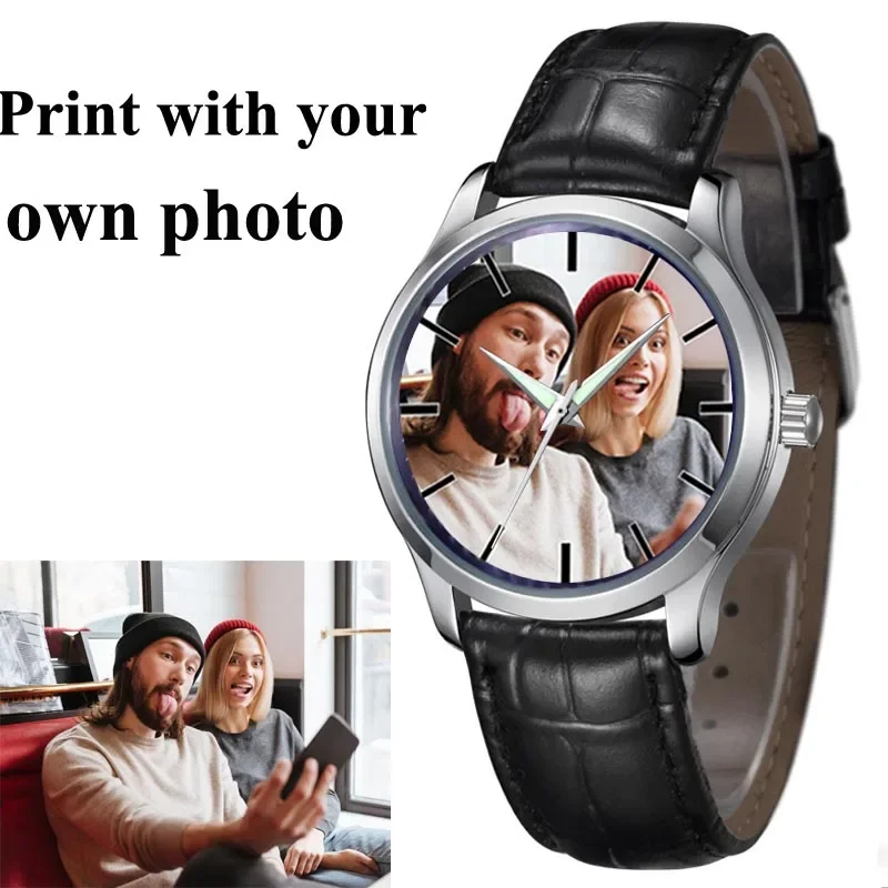 A3324m Custom photo print with picture Mens leather Watches Quartz Watch Men Luxury Waterproof Relogio Masculino Esportivo Clock