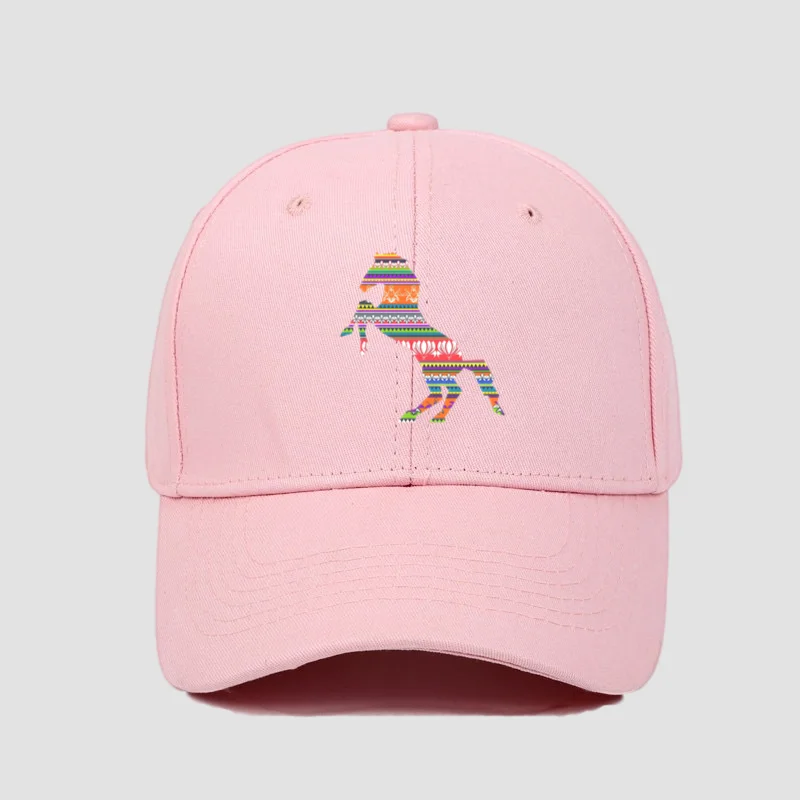 Colorful Galloping Horse Pattern Printed Cotton Baseball Cap - Unisex Casual Lightweight Hat with Slight Stretch, Adjustable for