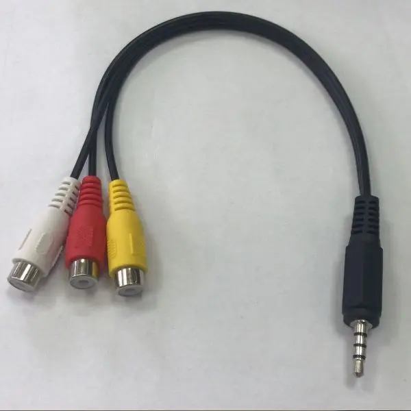 สายอะแดปเตอร์เชื่อมหูฟังสเตอริโอมินิ AV ตัวผู้-3RCA ตัวเมีย2.5มม. kabel Audio Video