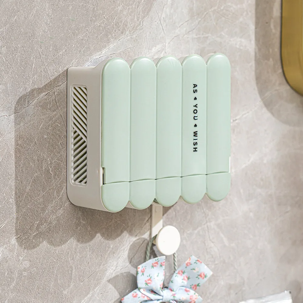 

Soap Organizer Waterproof Wall Mounted Soap Box Flip Lid Plastic Bathroom Soap Holder with Lid Ventilation Drain Soap Dish Home