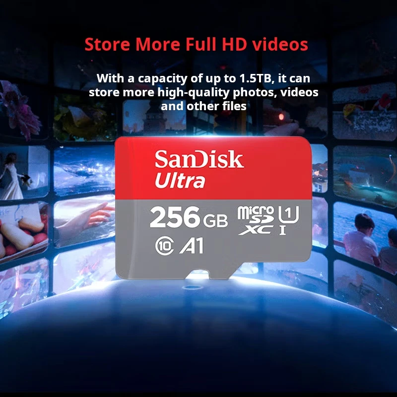 

SanDisk 256GB TF (MicroSD) Memory Card, A1 U1 C10, High-Speed Memory Card, Read Speed 150MB/s, Multi-Device Compatible
