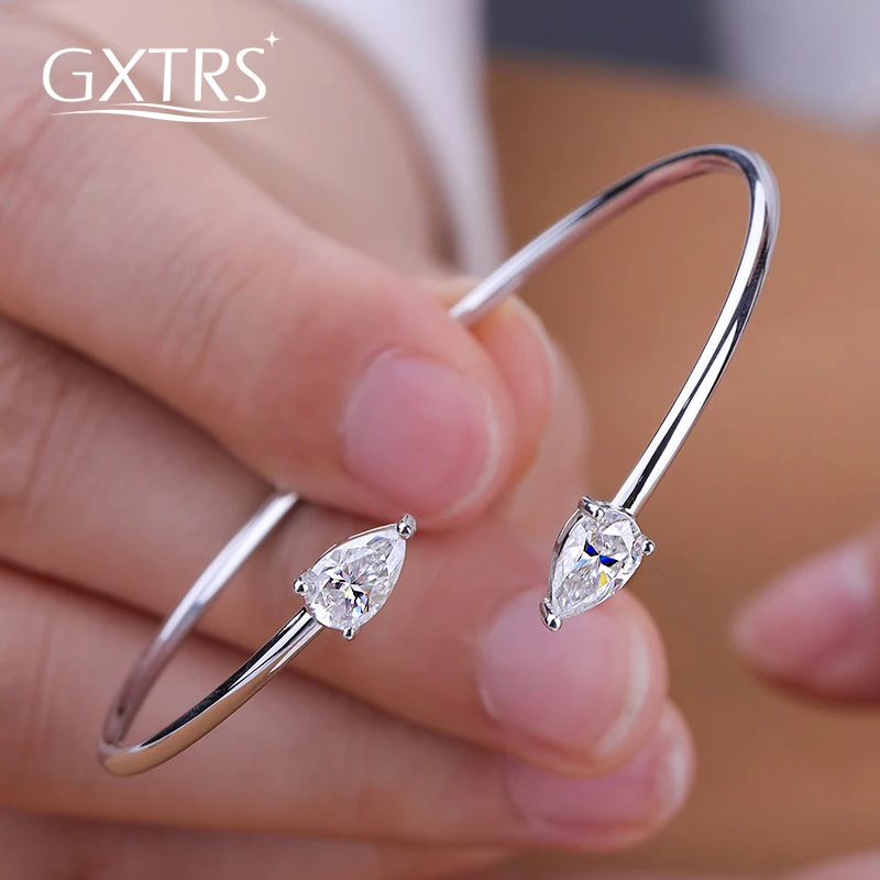 

Браслеты-манжеты GXTRS Waterdrop Moissanite для женщин, из серебра S925 пробы, с грушевидными лабораторными бриллиантами, покрытие 18K, изысканные ювелирные изделия, подарки